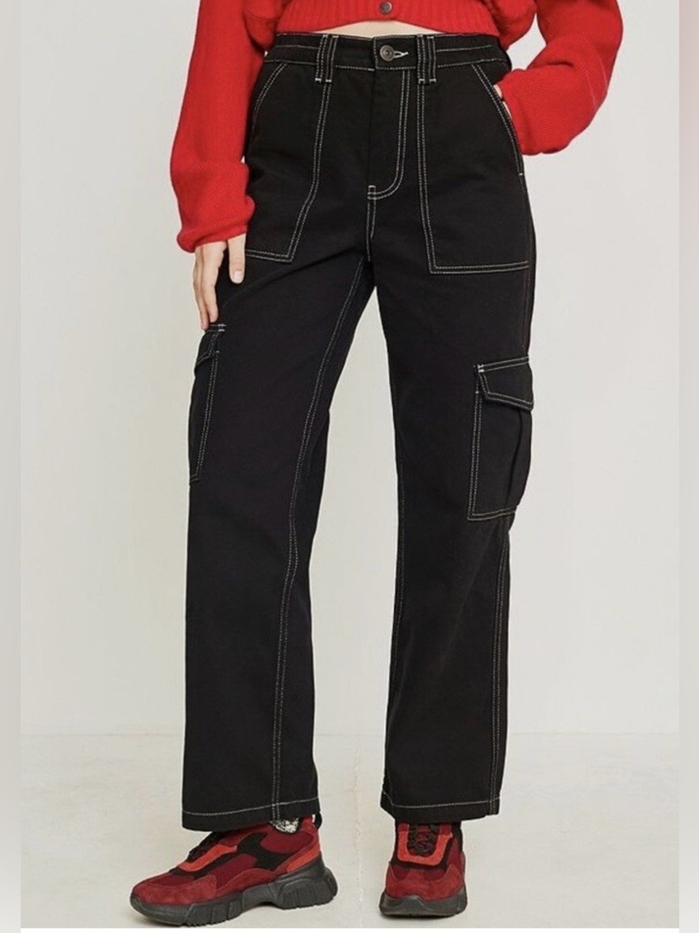 BDG Urban Outfitters Black Denim Skate Jeans Black Cargo with Contrast Stitching